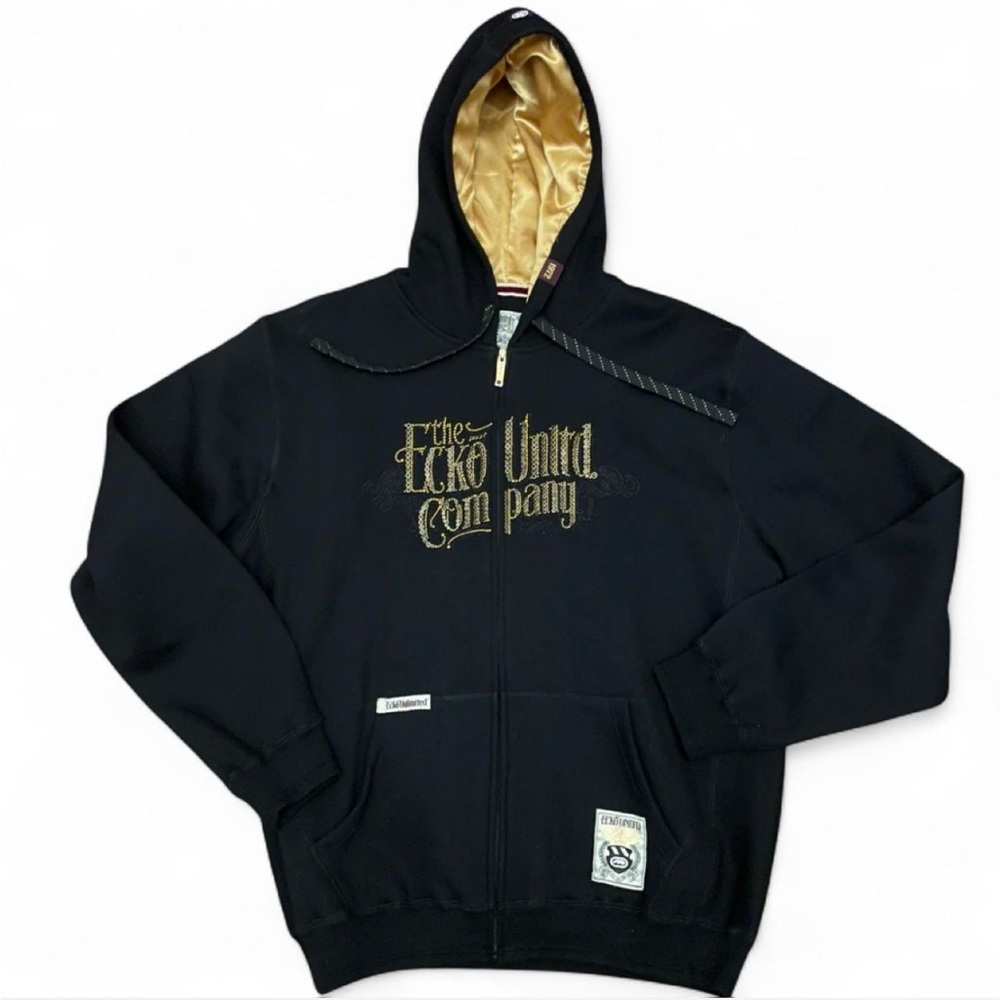 Y2k Ecko Unlimited Black Zip Hoodie XL